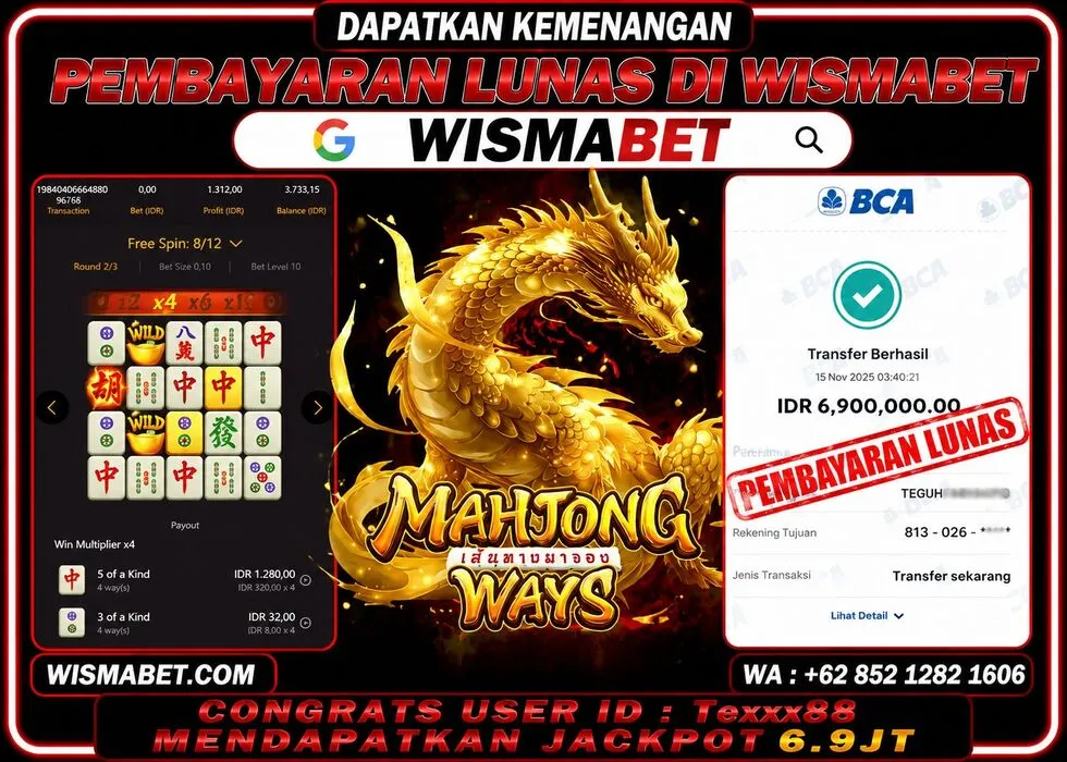 BUKTI KEMENANGAN Mahjong Ways Rp6,900,000- LUNAS